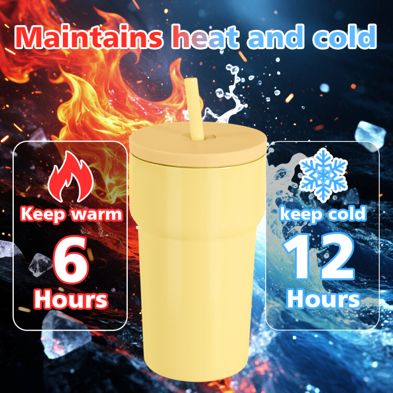16oz Stainless Steel SS304 Cup Colored Mug Mason Can Double Walled Vacuum Tumbler with Color Plastic Straw Lid