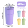 16oz Stainless Steel SS304 Cup Colored Mug Mason Can Double Walled Vacuum Tumbler with Color Plastic Straw Lid