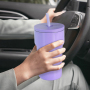 16oz Stainless Steel SS304 Cup Colored Mug Mason Can Double Walled Vacuum Tumbler with Color Plastic Straw Lid