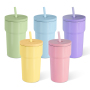 16oz Stainless Steel SS304 Cup Colored Mug Mason Can Double Walled Vacuum Tumbler with Color Plastic Straw Lid