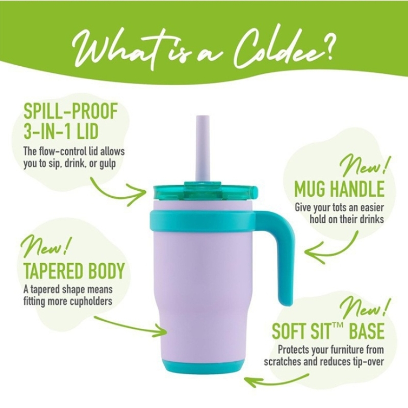 Customized 14oz Kids Water Bottle Powder Coated Surface Mug Stainless Steel Handle Tumbler Double Walled Cup for Laser Engraving
