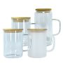 Snow Globe Cups with Handles 11oz 15oz 17oz 20oz clear Frosted Double Glass Beer Mug Sublimation Glass Can With Handle