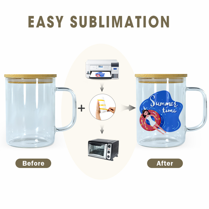 Snow Globe Cups with Handles 11oz 15oz 17oz 20oz clear Frosted Double Glass Beer Mug Sublimation Glass Can With Handle