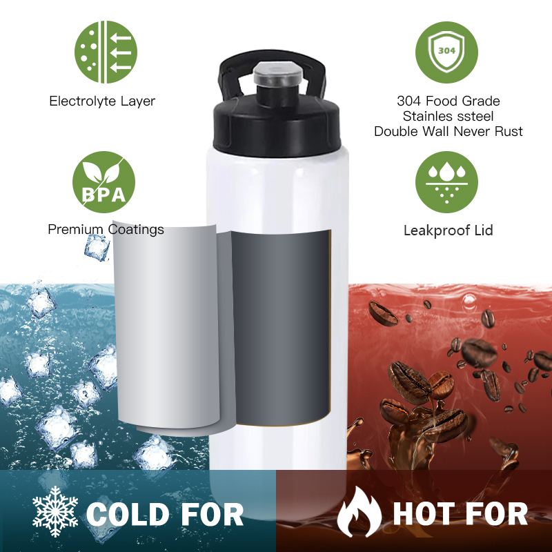 26oz Sports Camping Sublimation Blanks Tumblers Sports Water Bottle with Handle Locking Lid 25pcs/ctn