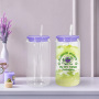 16oz Glass Tumbler Sublimation Drink Cup Frosted clear Glass Can with Straw and Mix Color Lid