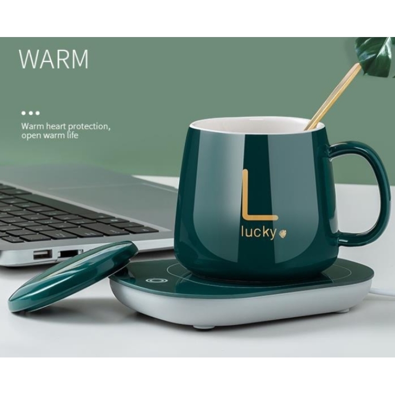 Electric Smart Coffee Mug Warmer Cup Set with Gravity Sensing Auto Shut Off Heating Plate Pad for Home Office Milk Tea Gift