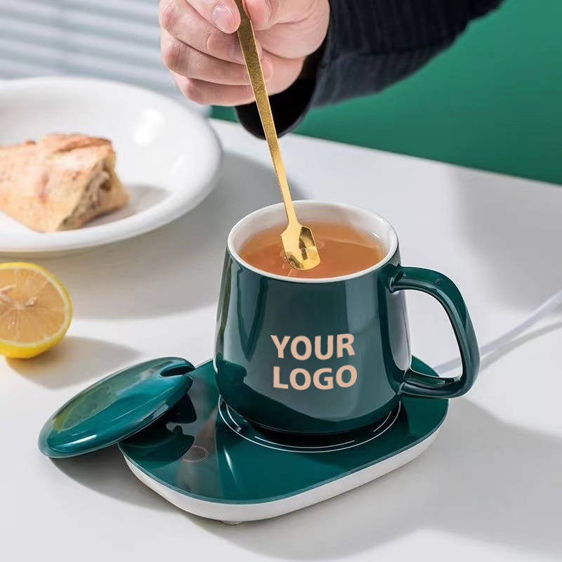Electric Smart Coffee Mug Warmer Cup Set with Gravity Sensing Auto Shut Off Heating Plate Pad for Home Office Milk Tea Gift