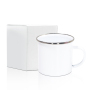 Ready to Ship 11oz Enamel Mugs Sublimation Blanks Coffee Mug With Silver Rim for Heat Press Printing