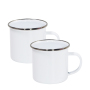 Ready to Ship 11oz Enamel Mugs Sublimation Blanks Coffee Mug With Silver Rim for Heat Press Printing