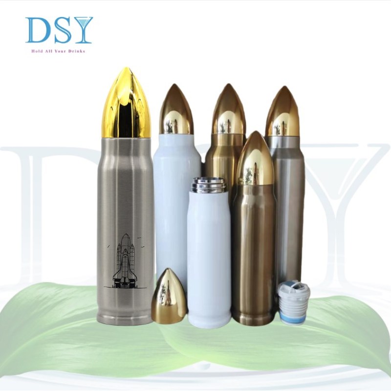 DSY Custom 17oz 33oz 18/8 Stainless Steel Double Wall Vacuum Flask Bullet Insulated Keep Drinks Hot Cold Outdoor Water Bottle