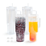 In Stock 40oz Double Wall Unbreakable Reusable Transparent Pre-drilled Hole Plastic Tumbler Mug with Handle and Straw Lid