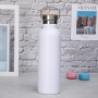 Customized Stainless Steel Water Bottle 600ml Sublimation Double Wall Vacuum Insulated 20oz Wide Mouth Bamboo Lid Sports Bottle