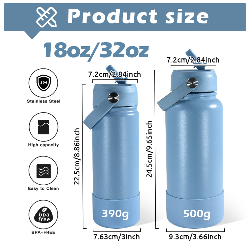 Mix 12colors 18oz 32oz Powder Coated Sports Water Bottle with Silicone Bottom Custom logo Laser/3D Printing