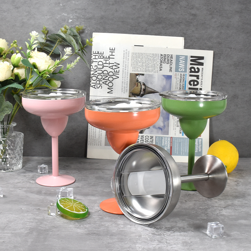 RTS 12pcs/ctn US Warehouse 8oz Colored Stainless Steel Margarita Glass Cup Spray Paint Cocktail Glasses Shot Wine Tumbler