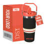 Wholesale 14 oz Travel Insulated Hot and Cold Drinks 14oz Powder Coated Double Wall Coffee Tumbler Mugs with Straw Handle