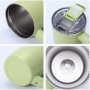 Custom Logo Double Wall Stainless Steel Vacuum Coffee Mug with Handle and Thread Flip Lid Eco-Friendly Portable 15oz