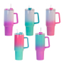 China Warehouse Stocked Sublimation Gradient Colors 40oz Vacuum Insulated Travel Mug with Handle