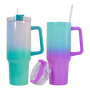 China Warehouse Stocked Sublimation Gradient Colors 40oz Vacuum Insulated Travel Mug with Handle