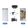 Factory 16oz Can Cooler 4 in 1 Sublimation Blanks Cooler Glossy Stainless Steel Cup Can with Two Lids Metal Straw Rubber Bottom