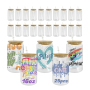 USA Warehouse RTS 25pcs/ctn 16oz clear Glass Can Sublimation Glass Tumler Mugs with Bamboo Lid and Plastic Straw