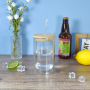 14oz Double Wall Egg Shape Glass Can New Snow Globe Cup Double Wall Wine Glass Tumbler With Bamboo Lid