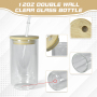 14oz Double Wall Egg Shape Glass Can New Snow Globe Cup Double Wall Wine Glass Tumbler With Bamboo Lid