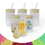 14oz Double Wall Egg Shape Glass Can New Snow Globe Cup Double Wall Wine Glass Tumbler With Bamboo Lid