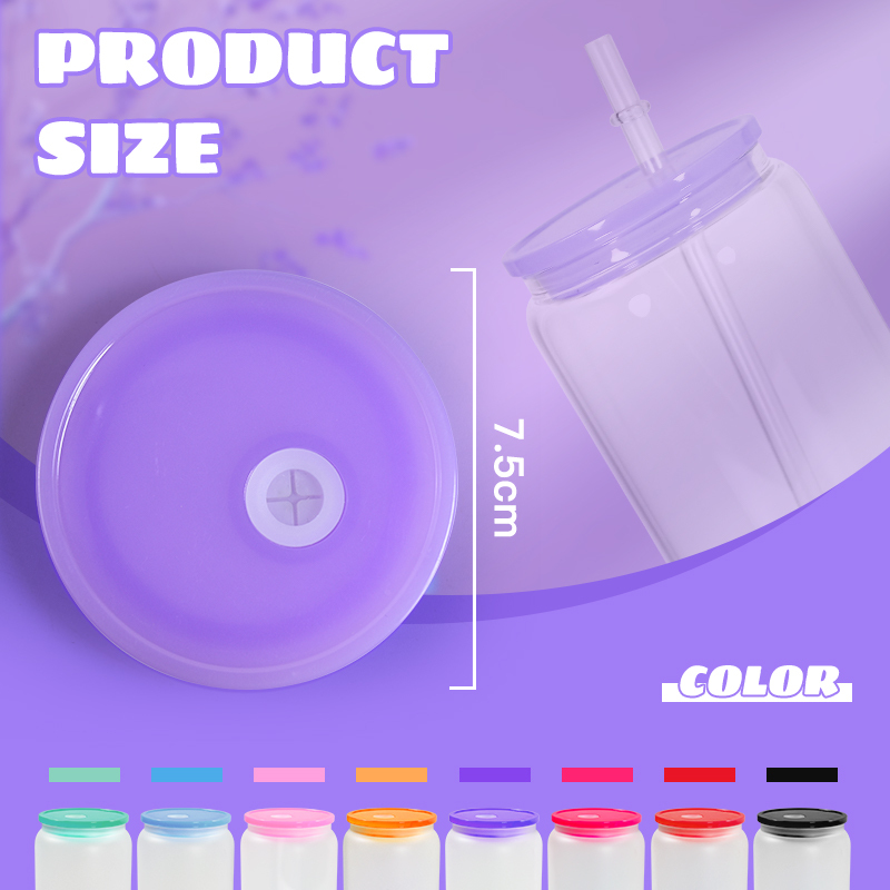 RTS US 40pcs/ctn Colored Replacement Plastic Lids for 16oz Glass clear Frosted Cups Glass Can Tumbler Mugs Flask