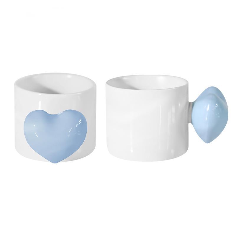 DSY Sublimation Cute love Handle Ceramic Cup Ins High Value Mug Gift Creative Home Coffee Cup