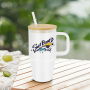 Free Shipping RTS USA Warehouse 25PCS/CTN 20oz Glass Cup Sublimation Frosted Glass Tumbler Mugs with Handle and Bamboo Lid