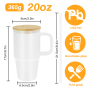 Free Shipping RTS USA Warehouse 25PCS/CTN 20oz Glass Cup Sublimation Frosted Glass Tumbler Mugs with Handle and Bamboo Lid