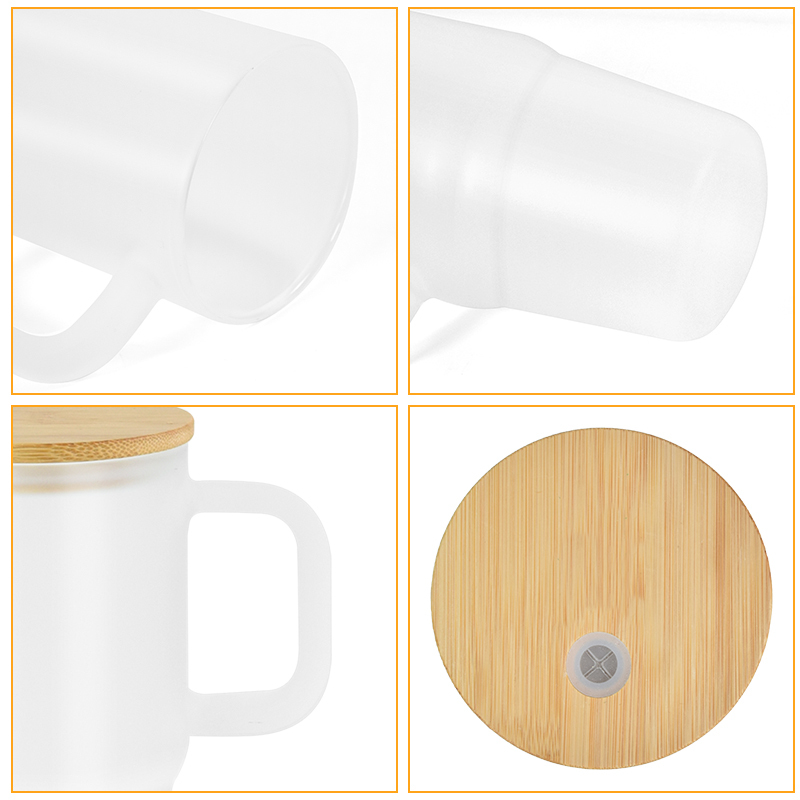 Free Shipping RTS USA Warehouse 25PCS/CTN 20oz Glass Cup Sublimation Frosted Glass Tumbler Mugs with Handle and Bamboo Lid