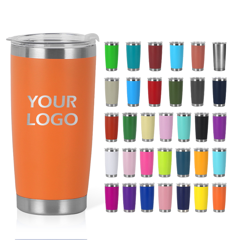Custom Double Walled 20oz 30oz Powder Coated Insulated Car Cup Stainless Steel Stackable Tumbler Travel Coffee Mug with Lid