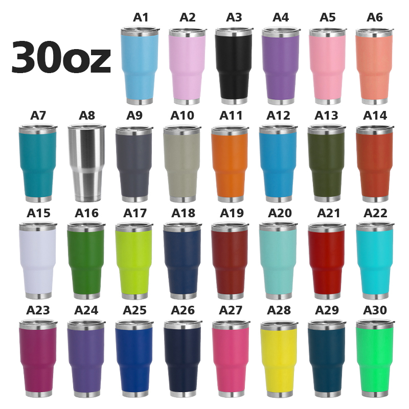 Custom Double Walled 20oz 30oz Powder Coated Insulated Car Cup Stainless Steel Stackable Tumbler Travel Coffee Mug with Lid