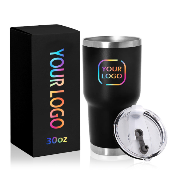 Custom Double Walled 20oz 30oz Powder Coated Insulated Car Cup Stainless Steel Stackable Tumbler Travel Coffee Mug with Lid