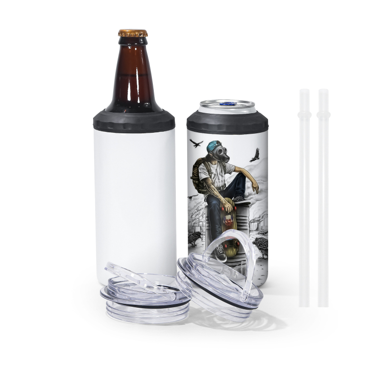 Free Shipping USA Warehouse 25pcs/ctn 16oz Sublimation 4 in 1 Can Cooler Stainless Steel with Plastic Lid for Drinking