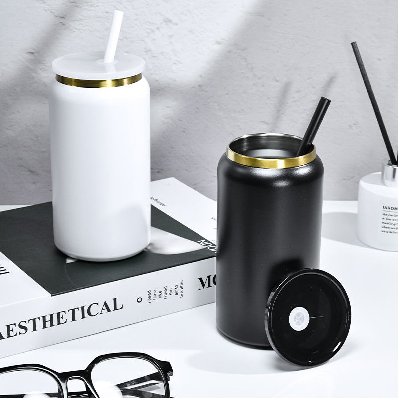 Metal Stainless Steel 16oz Can Cup Gold Underneath Plated 16oz Stainless Steel Tumbler Can Laser Printing
