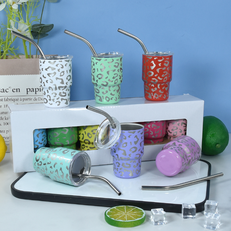 Shot Glass Cute Shot Glasses Set with Straw 3oz Mini Shot Tumblers with Lid and Straw 3oz Insulated Tumblers