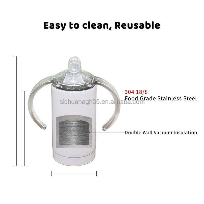 IN STOCK 12oz Food Grade Kids Cup Water Bottles Double Walled Stainless Steel Straight Sublimation Kids Sippy Cup