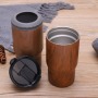Custom 420ml Wood Design Can Cooler 14oz Beer Thermal Cup Insulated Stainless Steel Water Bottles Can Koozies with Plastic Lid
