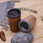 Custom 420ml Wood Design Can Cooler 14oz Beer Thermal Cup Insulated Stainless Steel Water Bottles Can Koozies with Plastic Lid