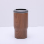 Custom 420ml Wood Design Can Cooler 14oz Beer Thermal Cup Insulated Stainless Steel Water Bottles Can Koozies with Plastic Lid