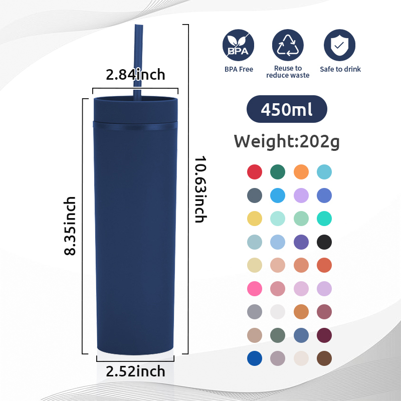 Vasos De Plstico 16oz Double Wall Tumbler Bpa Free Slim Tumbler Custom Mug Acrylic Lid Replacement 16oz