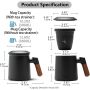 Customized Logo High Quality 12oz Ceramic Tea Cup Infuser Lid for Loose Leaf Tea Steeper Mug Fine Strainers Wood Handle Gift