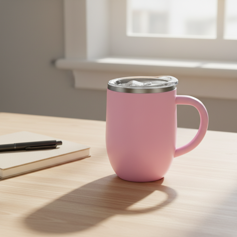 Unique Egg-Shaped Aesthetic Customizable Logo 12  oz Double-Walled Insulation Inner Steel Outder Plastic Coffee Mug with Handle