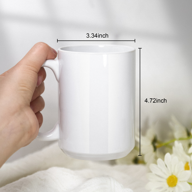 US Warehouse RTS Sublimation 15oz Ceramic Coffee MugTravel Mugs Sublimation Ceramic Cups with Handle 36pcs/ctn
