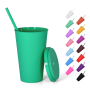Custom logo 24oz Single Wall Plastic Cup with Plastic Straw and Lid for Party Cold Drinking