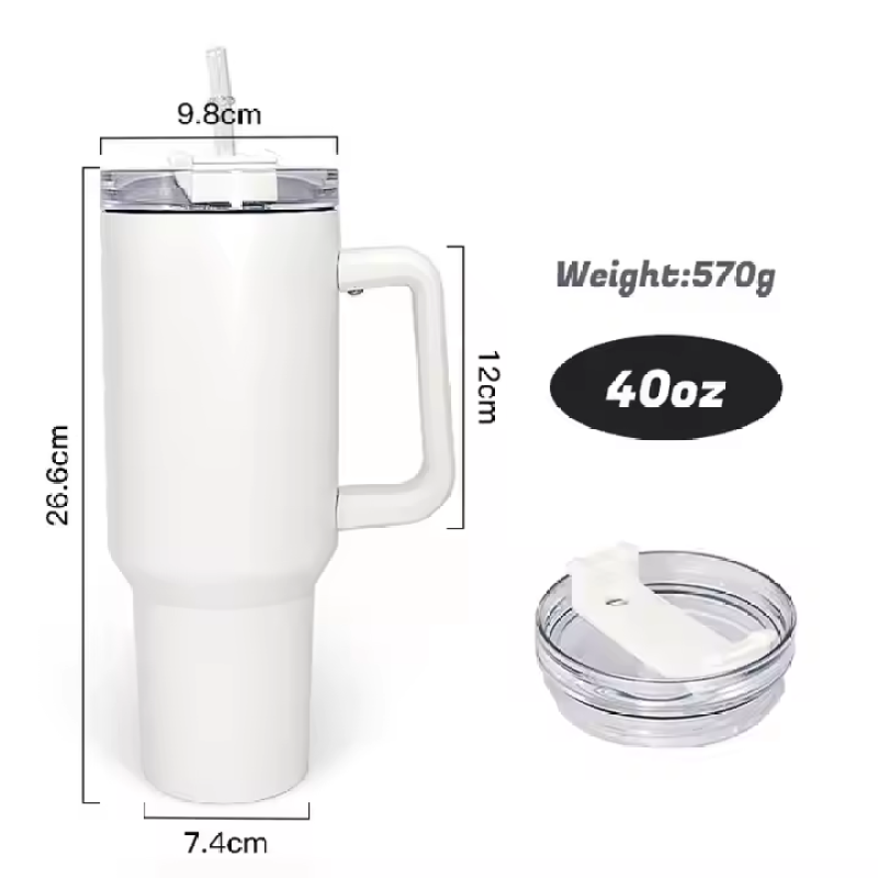 RTS US Warehouse in Stock 40oz Sublimation Blanks Glow in Dark White to Blue Tumbler with Lid Handle 12pcs/Case for Halloween