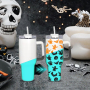 RTS US Warehouse in Stock 40oz Sublimation Blanks Glow in Dark White to Blue Tumbler with Lid Handle 12pcs/Case for Halloween