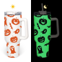 RTS US Warehouse in Stock 40oz Sublimation Blanks Glow in Dark White to Blue Tumbler with Lid Handle 12pcs/Case for Halloween